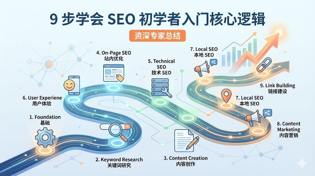 如何做SEO？9步核心逻辑图解，新手必看教程