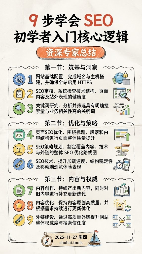 SEO初学者入门核心逻辑图